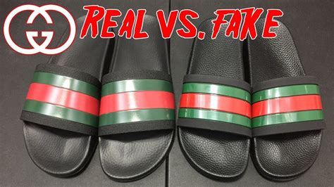 Real vs Fake Gucci Slides 